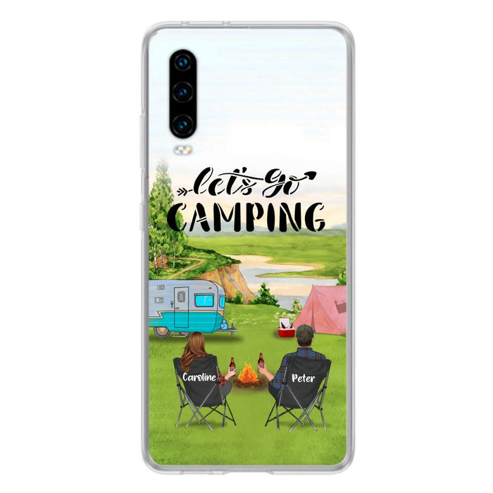 Custom Personalized Camping Phone Case - Couple With Upto 2 Kids And 4 Pets - Gift Idea For Camping Lover - Let's Go Camping - Case For Xiaomi, Oppo And Huawei