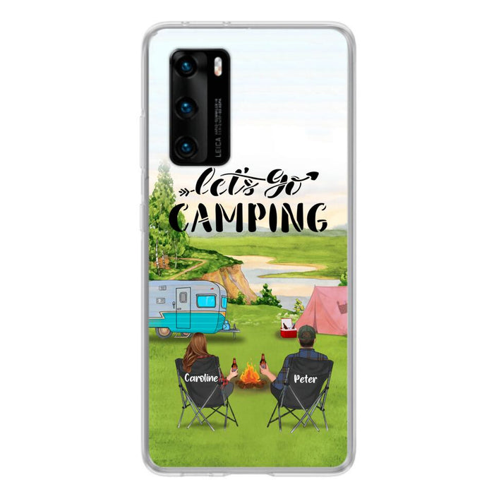 Custom Personalized Camping Phone Case - Couple With Upto 2 Kids And 4 Pets - Gift Idea For Camping Lover - Let's Go Camping - Case For Xiaomi, Oppo And Huawei