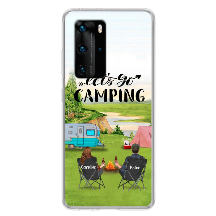 Custom Personalized Camping Phone Case - Couple With Upto 2 Kids And 4 Pets - Gift Idea For Camping Lover - Let's Go Camping - Case For Xiaomi, Oppo And Huawei