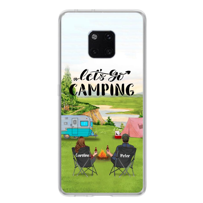 Custom Personalized Camping Phone Case - Couple With Upto 2 Kids And 4 Pets - Gift Idea For Camping Lover - Let's Go Camping - Case For Xiaomi, Oppo And Huawei