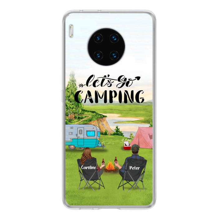 Custom Personalized Camping Phone Case - Couple With Upto 2 Kids And 4 Pets - Gift Idea For Camping Lover - Let's Go Camping - Case For Xiaomi, Oppo And Huawei