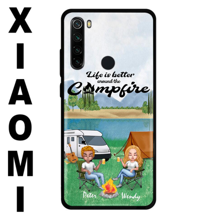 Custom Personalized Camping Chibi Phone Case - Couple With Upto 2 Dogs - Gift Idea For Camping Lover - Case For Xiaomi, Oppo And Huawei