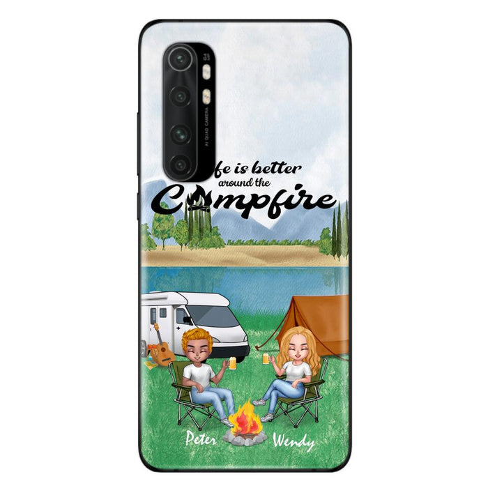 Custom Personalized Camping Chibi Phone Case - Couple With Upto 2 Dogs - Gift Idea For Camping Lover - Case For Xiaomi, Oppo And Huawei