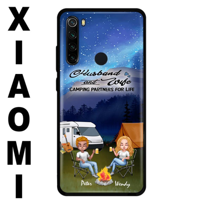 Custom Personalized Camping Night Chibi Phone Case - Couple With Upto 2 Dogs - Gift Idea For Camping Lover - Case For Xiaomi, Oppo And Huawei