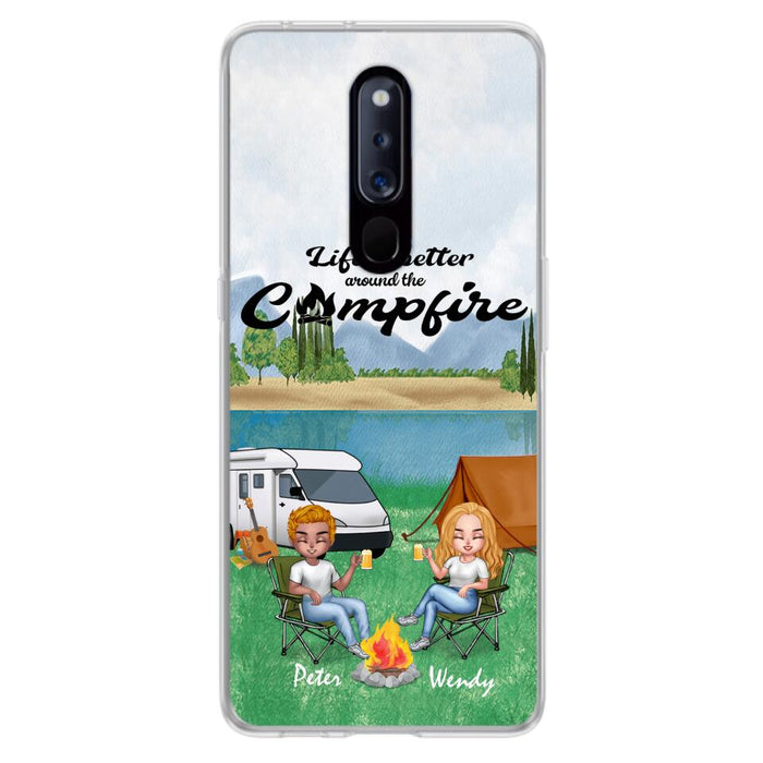 Custom Personalized Camping Chibi Phone Case - Couple With Upto 2 Dogs - Gift Idea For Camping Lover - Case For Xiaomi, Oppo And Huawei