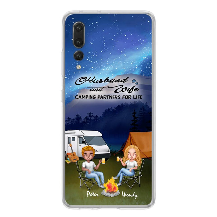 Custom Personalized Camping Night Chibi Phone Case - Couple With Upto 2 Dogs - Gift Idea For Camping Lover - Case For Xiaomi, Oppo And Huawei