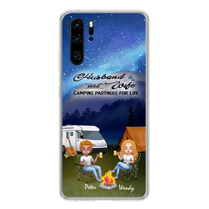 Custom Personalized Camping Night Chibi Phone Case - Couple With Upto 2 Dogs - Gift Idea For Camping Lover - Case For Xiaomi, Oppo And Huawei