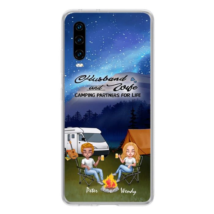 Custom Personalized Camping Night Chibi Phone Case - Couple With Upto 2 Dogs - Gift Idea For Camping Lover - Case For Xiaomi, Oppo And Huawei