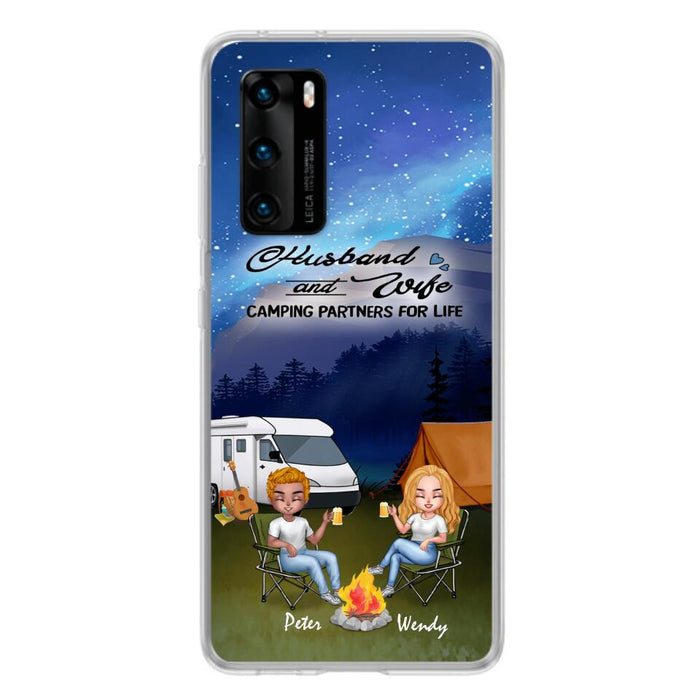 Custom Personalized Camping Night Chibi Phone Case - Couple With Upto 2 Dogs - Gift Idea For Camping Lover - Case For Xiaomi, Oppo And Huawei