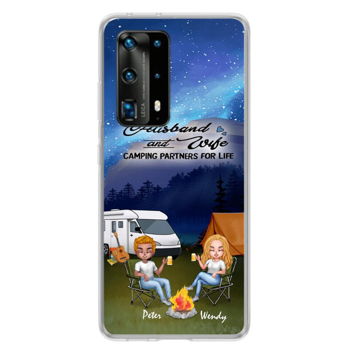 Custom Personalized Camping Night Chibi Phone Case - Couple With Upto 2 Dogs - Gift Idea For Camping Lover - Case For Xiaomi, Oppo And Huawei