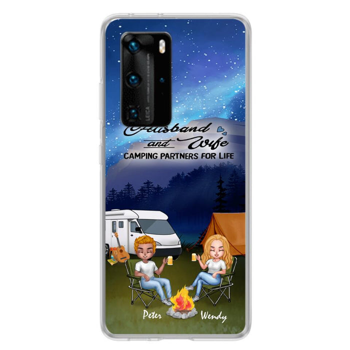 Custom Personalized Camping Night Chibi Phone Case - Couple With Upto 2 Dogs - Gift Idea For Camping Lover - Case For Xiaomi, Oppo And Huawei