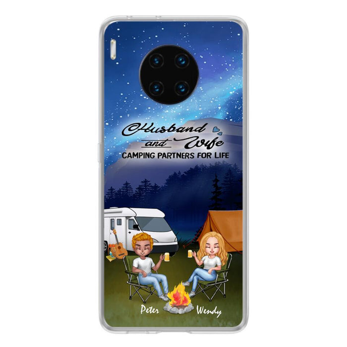 Custom Personalized Camping Night Chibi Phone Case - Couple With Upto 2 Dogs - Gift Idea For Camping Lover - Case For Xiaomi, Oppo And Huawei