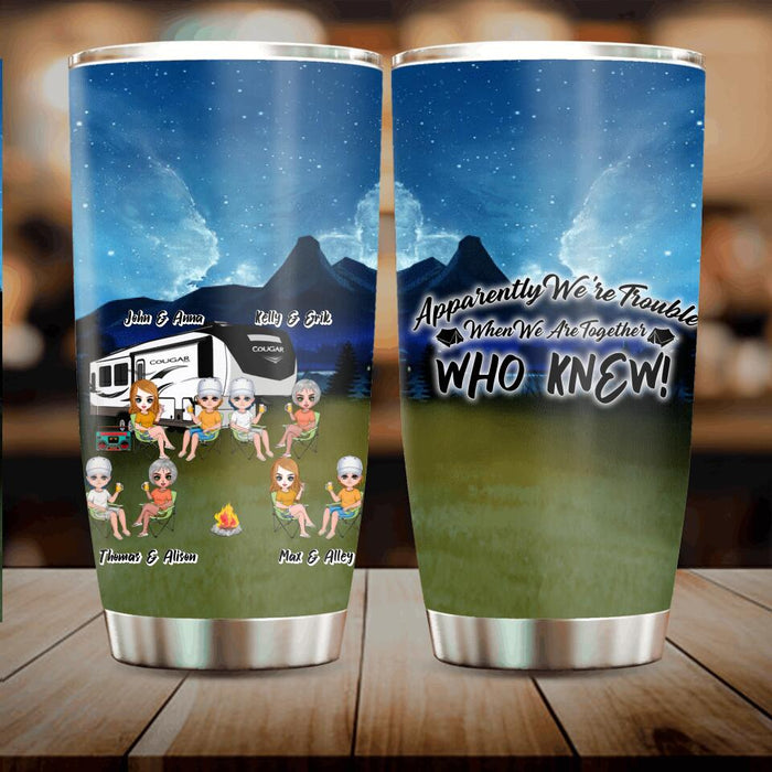 Custom Personalized Camping Friends Tumbler - Upto 8 People - Best Gift For Camping Lovers - If I'm Drunk It's My Camping Friends' Fault