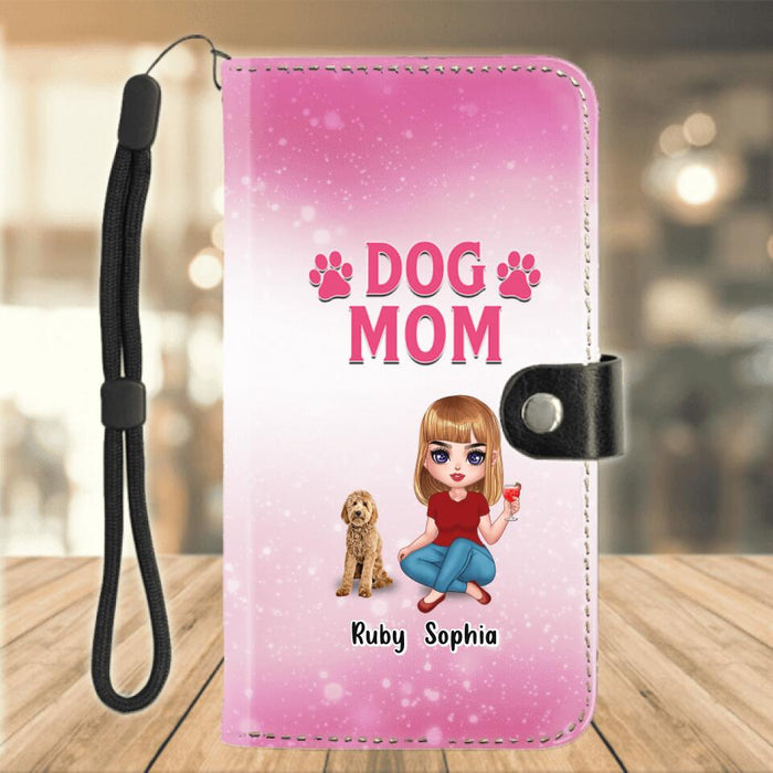 Custom Personalized Dog Mom Phone Wallet - Gift Idea For Dog Lover - Dog Mom Classy Sassy And A Bit Smart Assy - Up to 5 Dogs