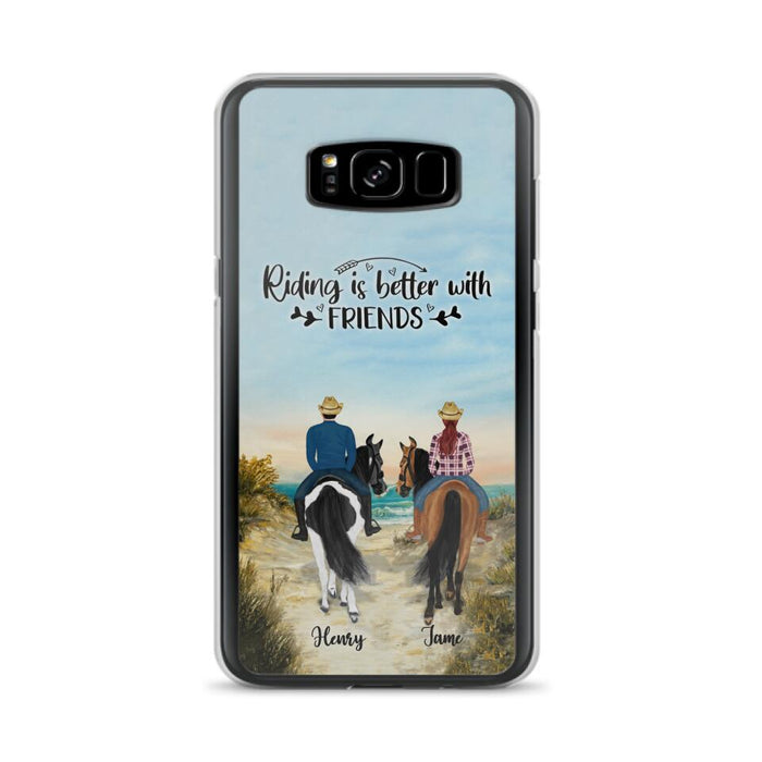 Custom Personalized Friend Riding Horse Phone Case - Best Gift For Horse Love -Riding Is Better With Friends - Case For iPhone And Samsung