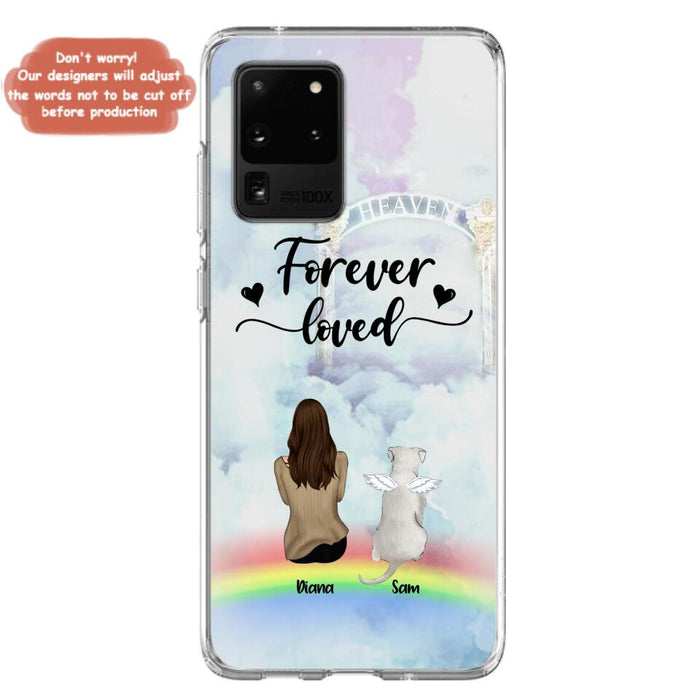 Custom Personalized Memorial Pets Phone Case - Man/Woman With Upto 4 Pets - Memorial Gift For Dog Lovers/Cat Lovers - Forever Loved - For iPhone And Samsung Phone Case - AXSIO5