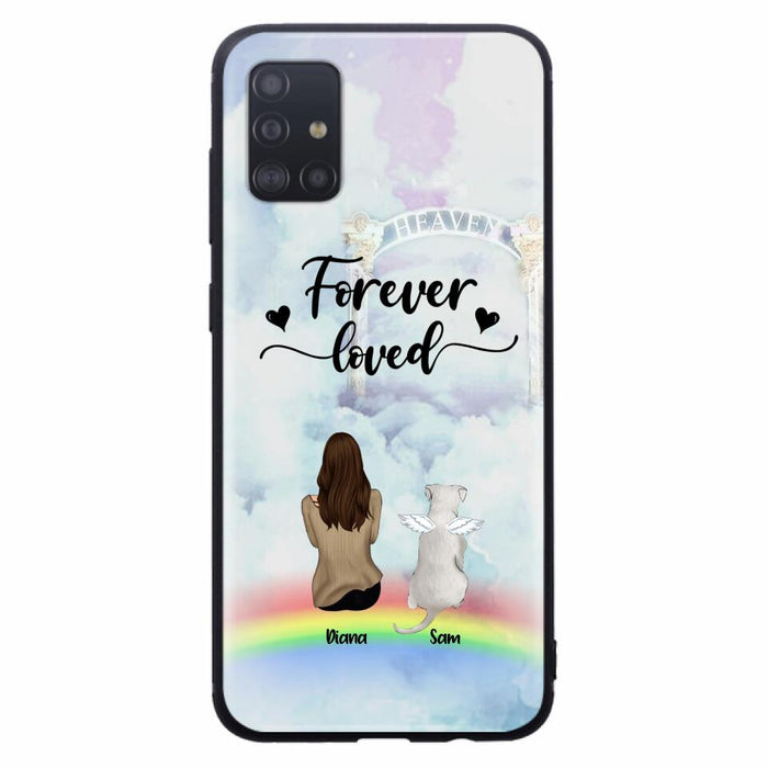 Custom Personalized Memorial Pets Phone Case - Man/Woman With Upto 4 Pets - Memorial Gift For Dog Lovers/Cat Lovers - Forever Loved - For iPhone And Samsung Phone Case - AXSIO5