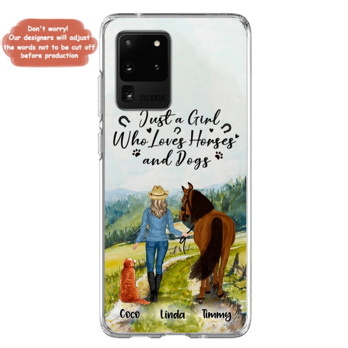 Custom Personalized Horse And Dog Phone Case - Man/ Woman/ Girl/ Boy With Upto 2 Horses And 4 Dogs - Gift For Horse/ Dog Lover - Case For iPhone And Samsung