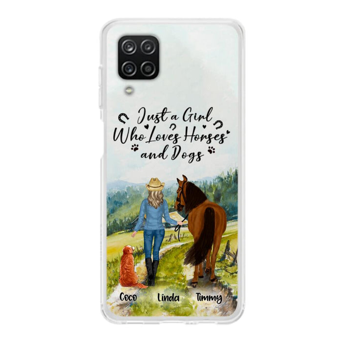 Custom Personalized Horse And Dog Phone Case - Man/ Woman/ Girl/ Boy With Upto 2 Horses And 4 Dogs - Gift For Horse/ Dog Lover - Case For iPhone And Samsung