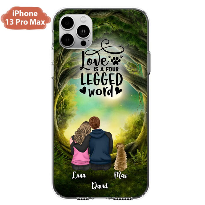 Custom Personalized Couple And Dogs Phone Case - Couple With Upto 5 Dogs - Gift Idea For Couple/Dog Lover - Case For iPhone And Samsung