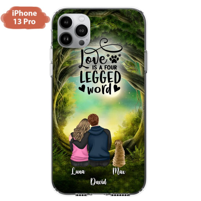 Custom Personalized Couple And Dogs Phone Case - Couple With Upto 5 Dogs - Gift Idea For Couple/Dog Lover - Case For iPhone And Samsung