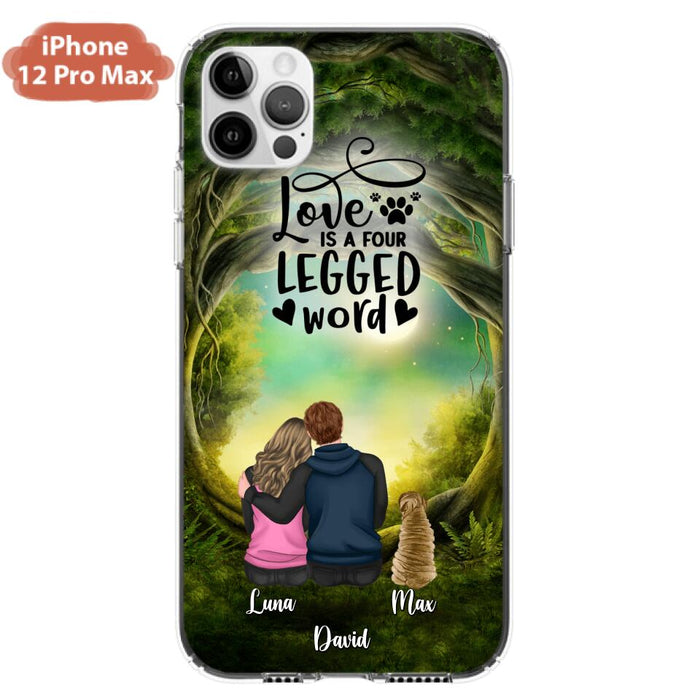 Custom Personalized Couple And Dogs Phone Case - Couple With Upto 5 Dogs - Gift Idea For Couple/Dog Lover - Case For iPhone And Samsung