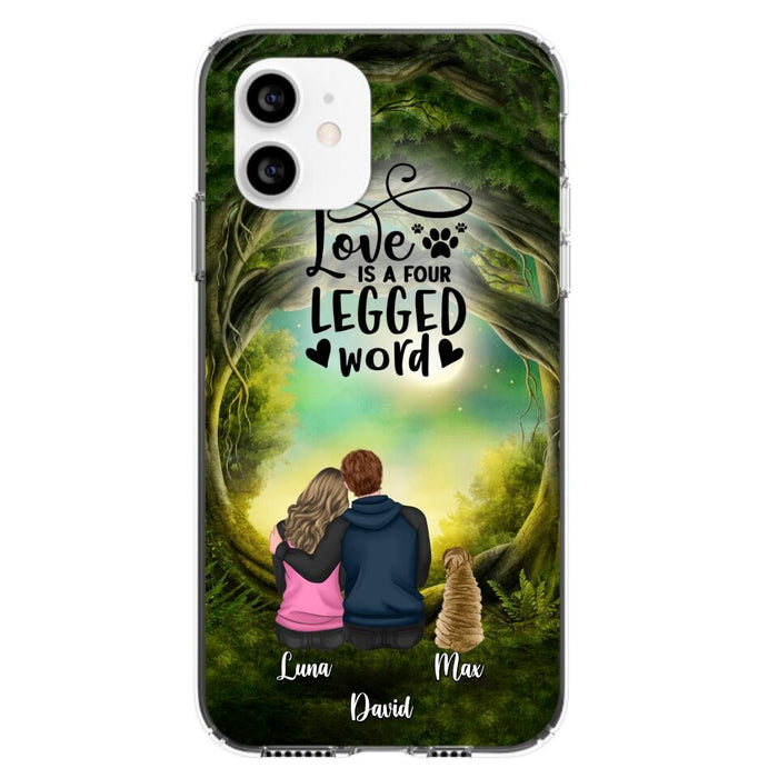 Custom Personalized Couple And Dogs Phone Case - Couple With Upto 5 Dogs - Gift Idea For Couple/Dog Lover - Case For iPhone And Samsung