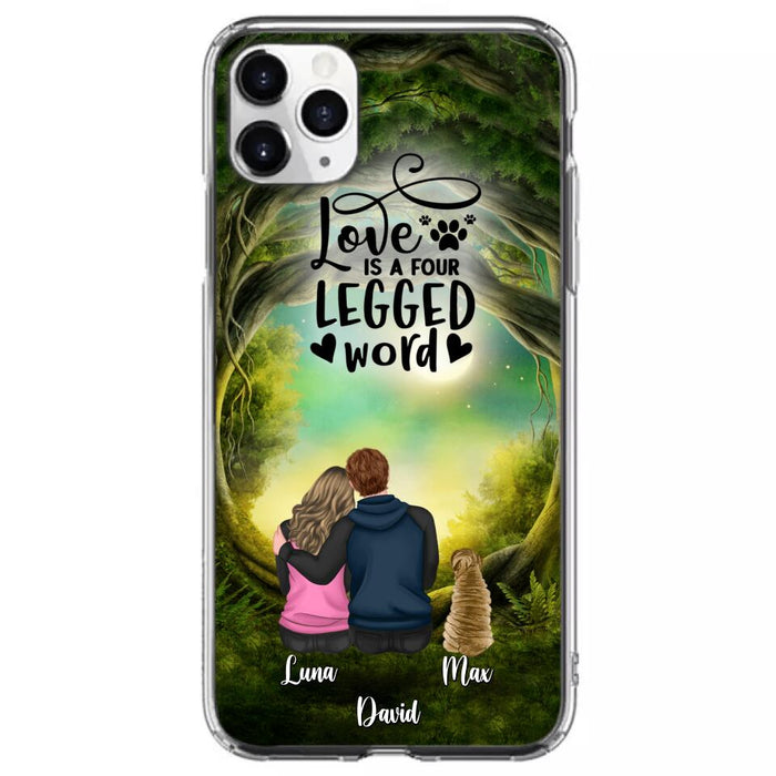 Custom Personalized Couple And Dogs Phone Case - Couple With Upto 5 Dogs - Gift Idea For Couple/Dog Lover - Case For iPhone And Samsung