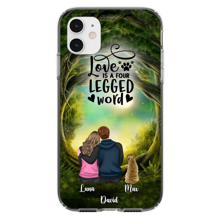 Custom Personalized Couple And Dogs Phone Case - Couple With Upto 5 Dogs - Gift Idea For Couple/Dog Lover - Case For iPhone And Samsung