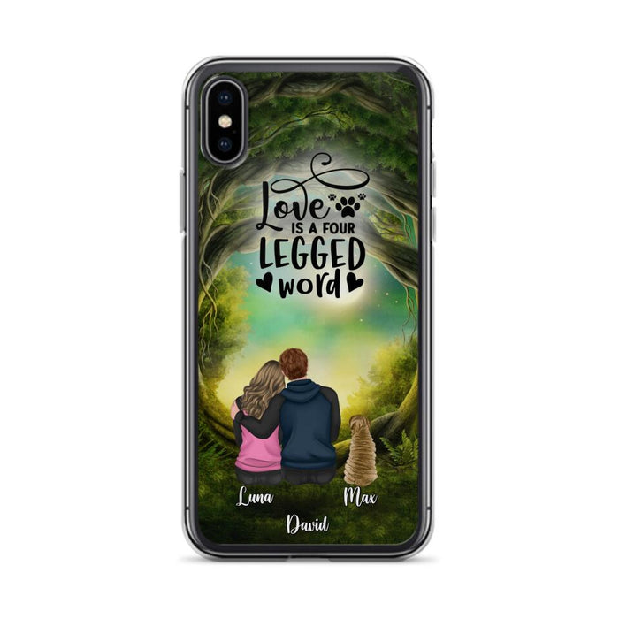 Custom Personalized Couple And Dogs Phone Case - Couple With Upto 5 Dogs - Gift Idea For Couple/Dog Lover - Case For iPhone And Samsung