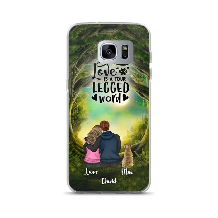 Custom Personalized Couple And Dogs Phone Case - Couple With Upto 5 Dogs - Gift Idea For Couple/Dog Lover - Case For iPhone And Samsung