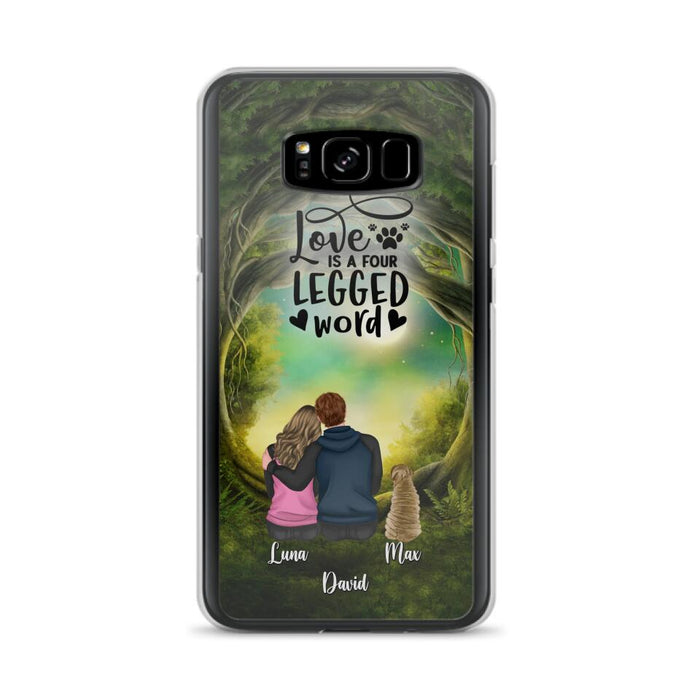 Custom Personalized Couple And Dogs Phone Case - Couple With Upto 5 Dogs - Gift Idea For Couple/Dog Lover - Case For iPhone And Samsung