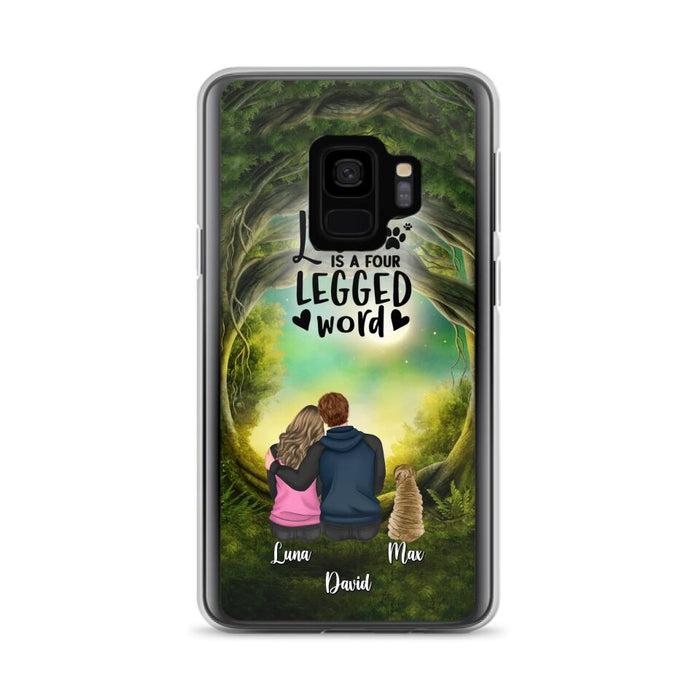 Custom Personalized Couple And Dogs Phone Case - Couple With Upto 5 Dogs - Gift Idea For Couple/Dog Lover - Case For iPhone And Samsung