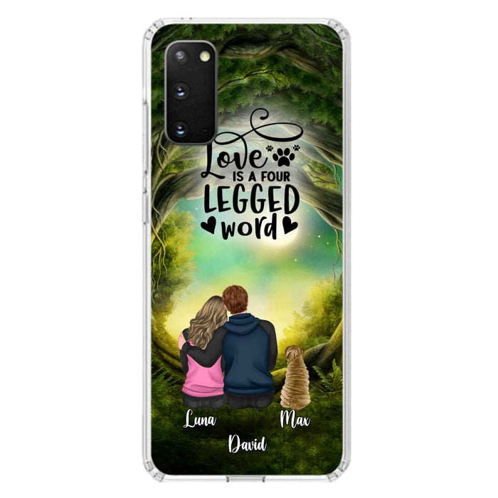 Custom Personalized Couple And Dogs Phone Case - Couple With Upto 5 Dogs - Gift Idea For Couple/Dog Lover - Case For iPhone And Samsung