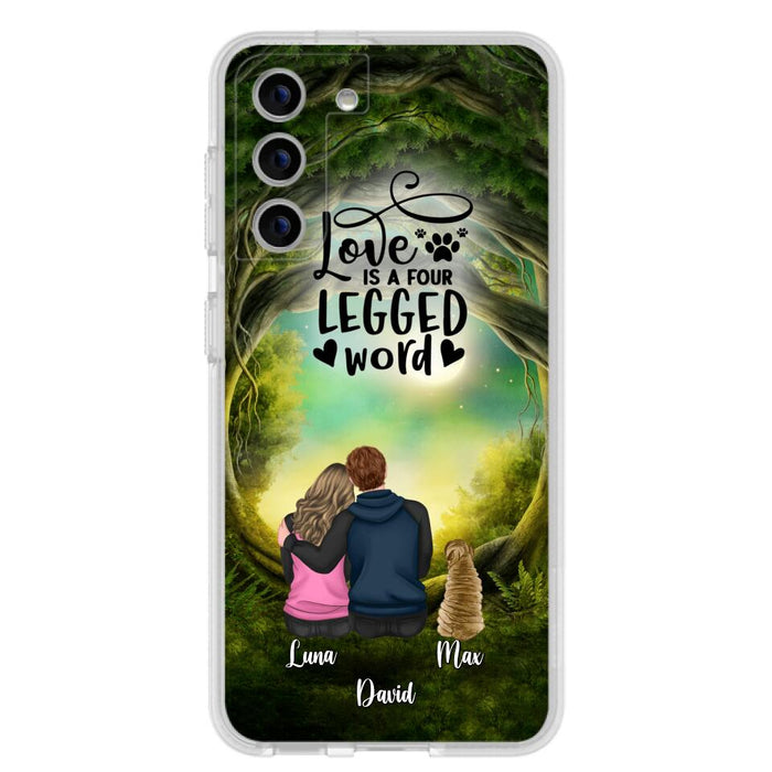 Custom Personalized Couple And Dogs Phone Case - Couple With Upto 5 Dogs - Gift Idea For Couple/Dog Lover - Case For iPhone And Samsung