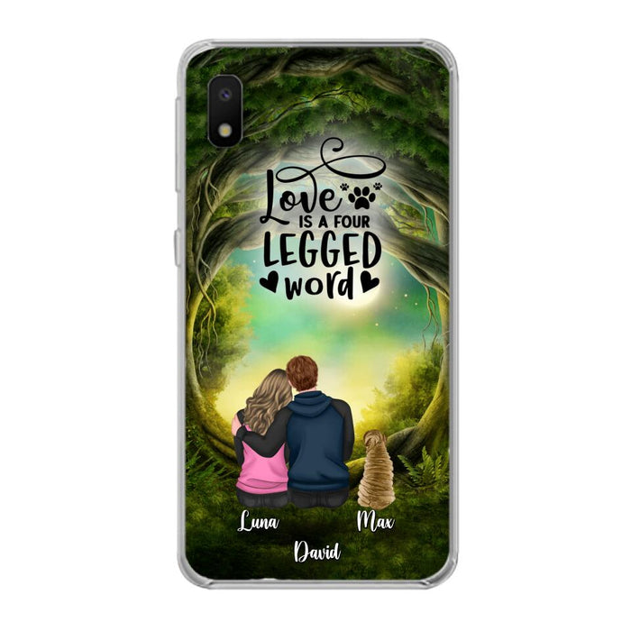 Custom Personalized Couple And Dogs Phone Case - Couple With Upto 5 Dogs - Gift Idea For Couple/Dog Lover - Case For iPhone And Samsung