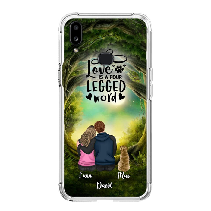 Custom Personalized Couple And Dogs Phone Case - Couple With Upto 5 Dogs - Gift Idea For Couple/Dog Lover - Case For iPhone And Samsung