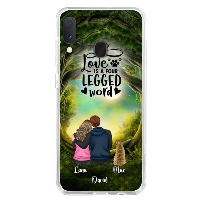 Custom Personalized Couple And Dogs Phone Case - Couple With Upto 5 Dogs - Gift Idea For Couple/Dog Lover - Case For iPhone And Samsung