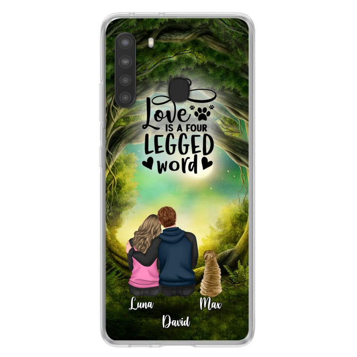 Custom Personalized Couple And Dogs Phone Case - Couple With Upto 5 Dogs - Gift Idea For Couple/Dog Lover - Case For iPhone And Samsung