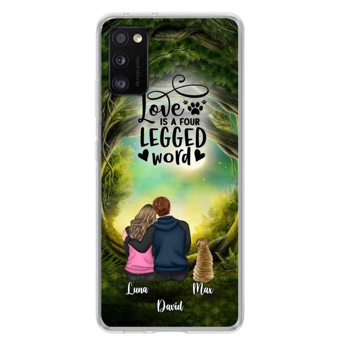 Custom Personalized Couple And Dogs Phone Case - Couple With Upto 5 Dogs - Gift Idea For Couple/Dog Lover - Case For iPhone And Samsung