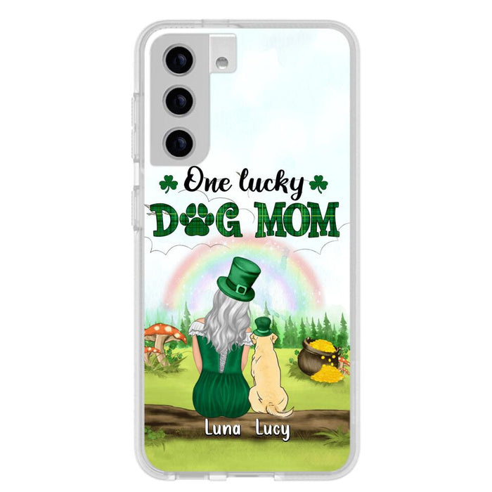 Custom Personalized Dog Mom Phone Case - Upto 4 Dogs - St. Patrick's Day Gift Idea For Dog Lover - Case For iPhone/Samsung