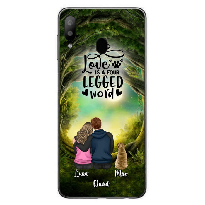 Custom Personalized Couple And Dogs Phone Case - Couple With Upto 5 Dogs - Gift Idea For Couple/Dog Lover - Case For iPhone And Samsung