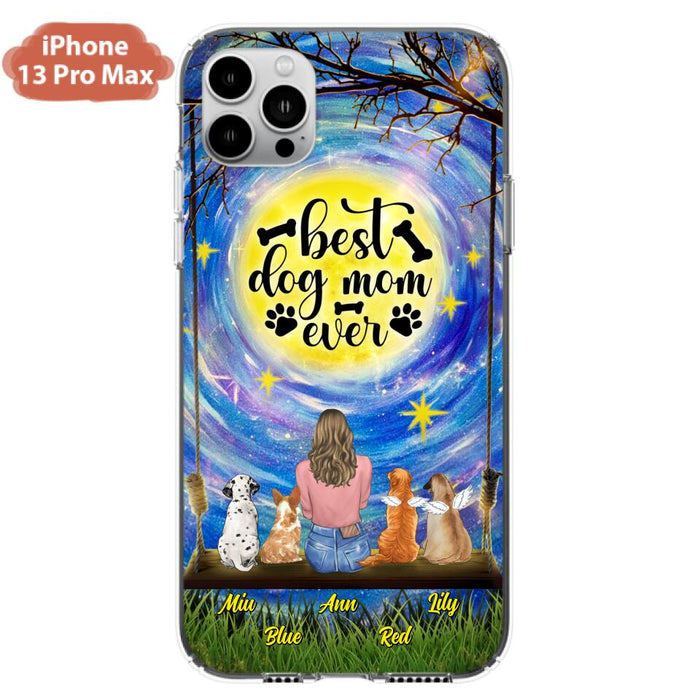 Custom Personalized Dog Mom Phone Case - Upto 4 Dogs - Gift Idea For Dog Lovers - I Love You To the Moon And Back - Case For iPhone/Samsung