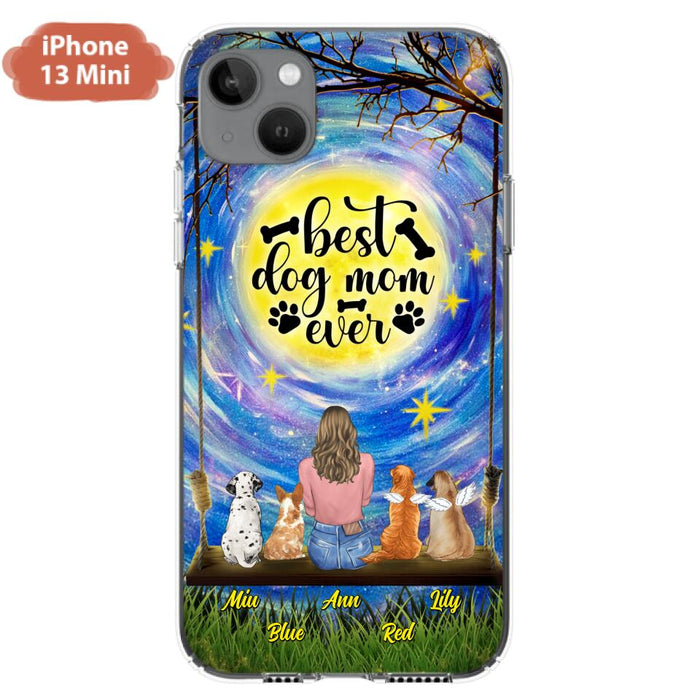 Custom Personalized Dog Mom Phone Case - Upto 4 Dogs - Gift Idea For Dog Lovers - I Love You To the Moon And Back - Case For iPhone/Samsung