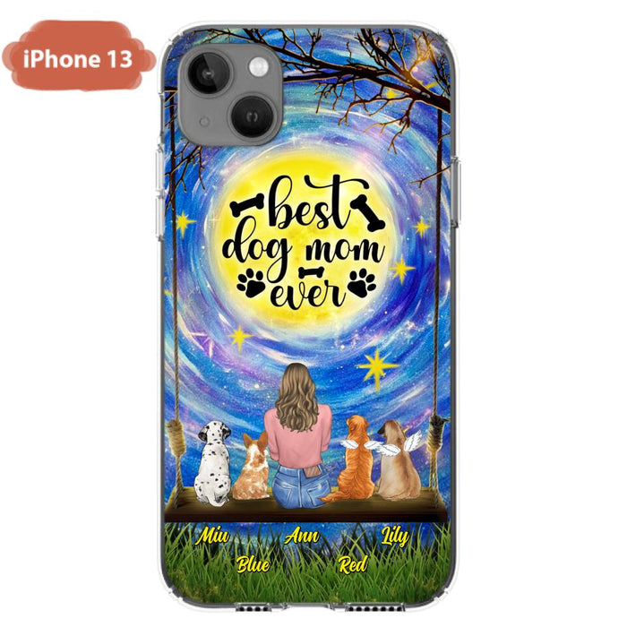 Custom Personalized Dog Mom Phone Case - Upto 4 Dogs - Gift Idea For Dog Lovers - I Love You To the Moon And Back - Case For iPhone/Samsung