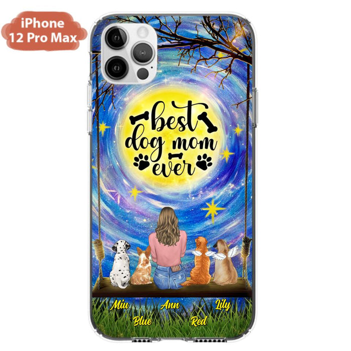 Custom Personalized Dog Mom Phone Case - Upto 4 Dogs - Gift Idea For Dog Lovers - I Love You To the Moon And Back - Case For iPhone/Samsung