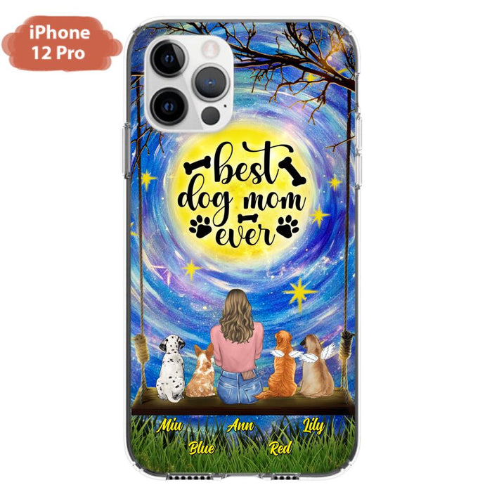 Custom Personalized Dog Mom Phone Case - Upto 4 Dogs - Gift Idea For Dog Lovers - I Love You To the Moon And Back - Case For iPhone/Samsung