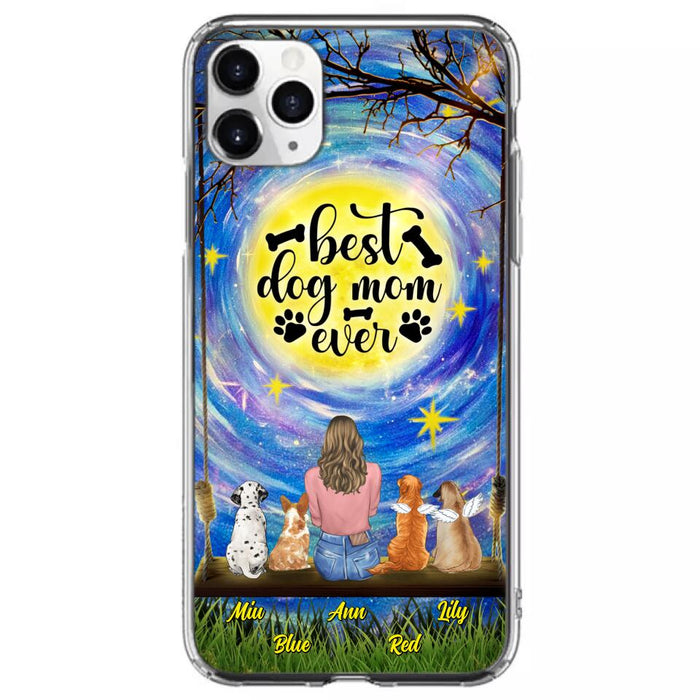 Custom Personalized Dog Mom Phone Case - Upto 4 Dogs - Gift Idea For Dog Lovers - I Love You To the Moon And Back - Case For iPhone/Samsung