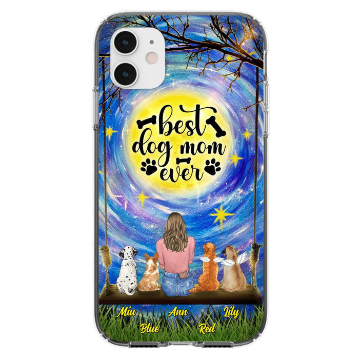 Custom Personalized Dog Mom Phone Case - Upto 4 Dogs - Gift Idea For Dog Lovers - I Love You To the Moon And Back - Case For iPhone/Samsung