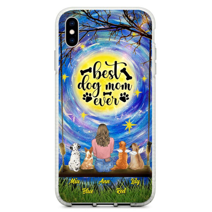 Custom Personalized Dog Mom Phone Case - Upto 4 Dogs - Gift Idea For Dog Lovers - I Love You To the Moon And Back - Case For iPhone/Samsung